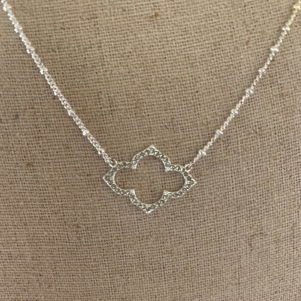 Stella & Dot Silver Pave Arabesque Necklace